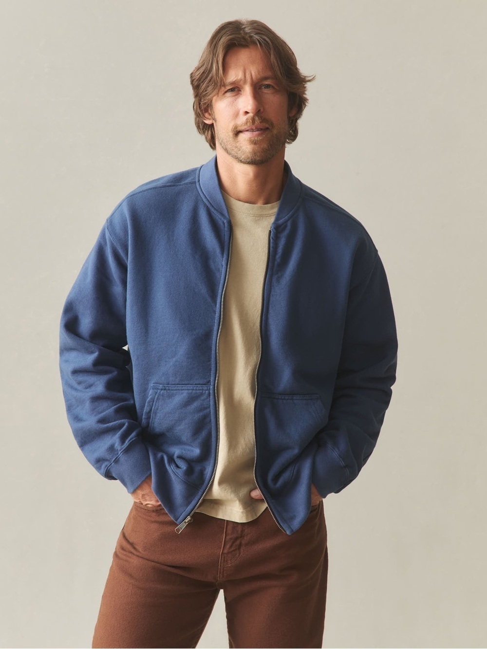 NWOT American Giant Men's Fleece Bomber Jacket Marine Navy
